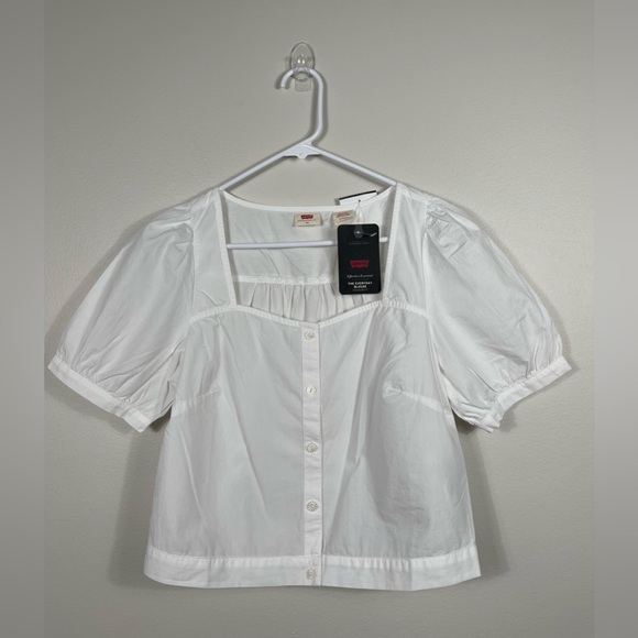 Levi's Tops - Levi’s Women's Simone Top Elegant White Blouse with Lace Trim and V-Neck NWT